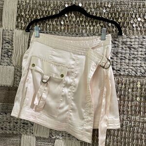NWT Anthropologie Cream Beige Satin Mini Skirt